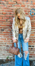 Load image into Gallery viewer, Metallic Faux Leather Blazer
