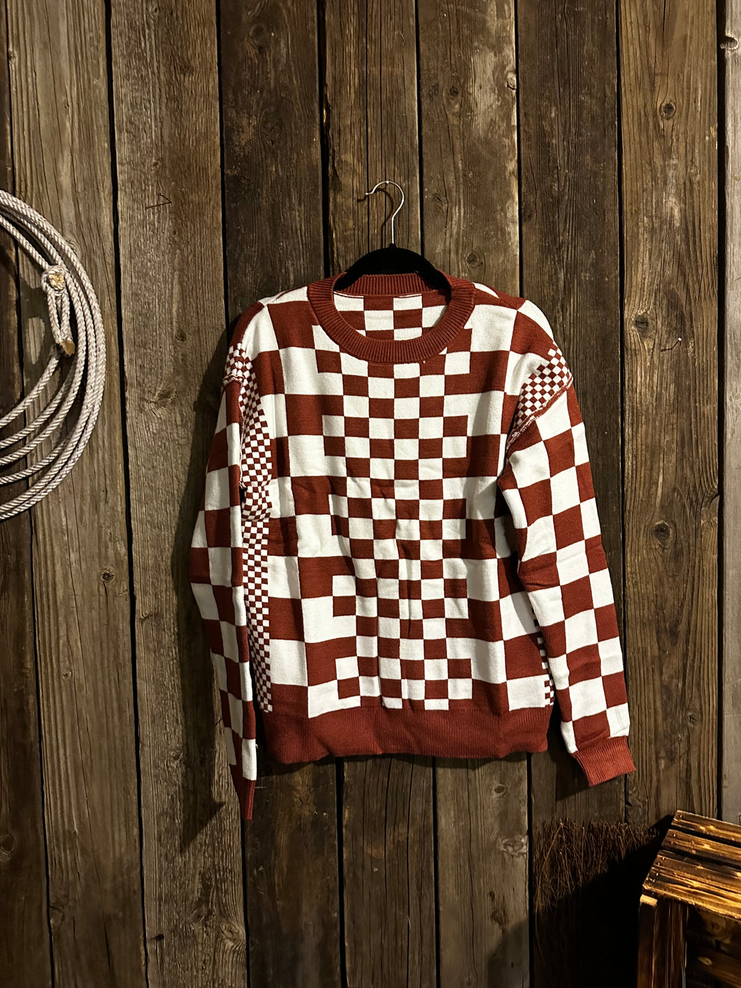 Brown Checkered Sweater