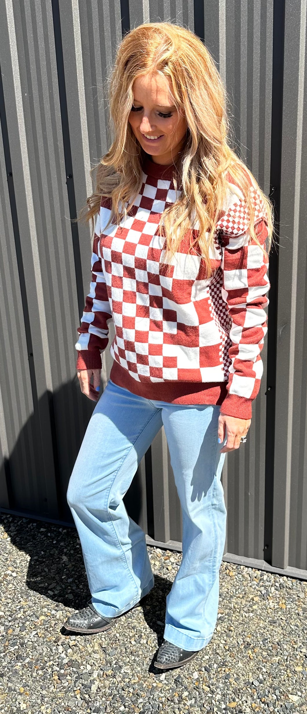 Brown Checkered Sweater