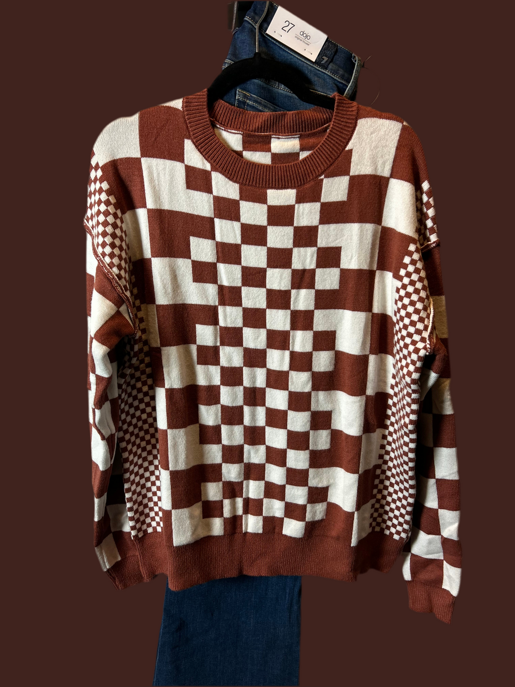 Brown Checkered Sweater