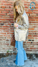 Load image into Gallery viewer, Metallic Faux Leather Blazer
