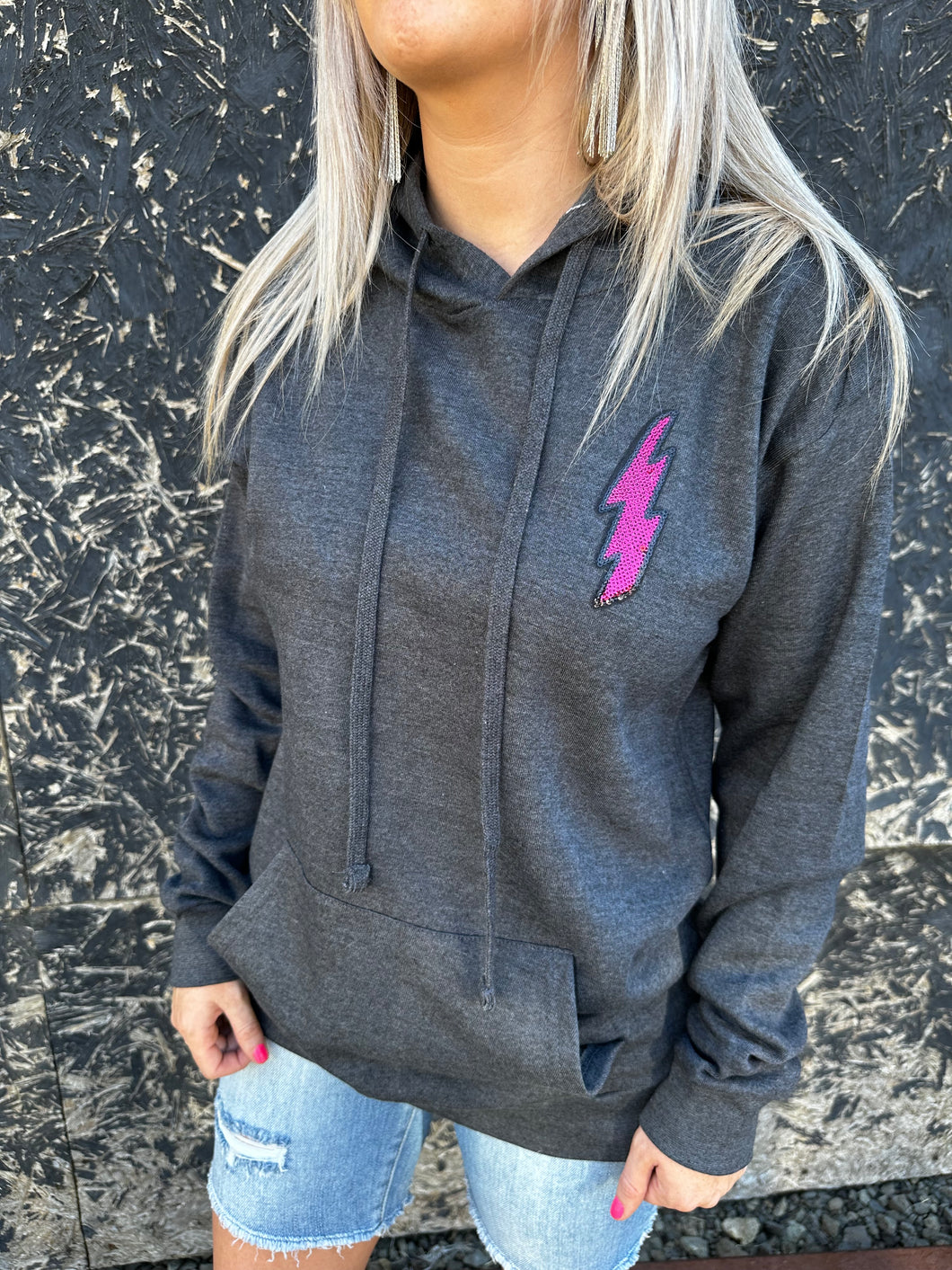 Lightning Bolt Dive Bar Charcoal Hoodie Sweatshirt