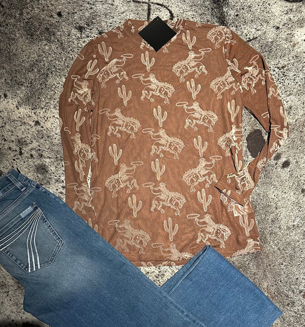 Brown Velvet Mesh Top