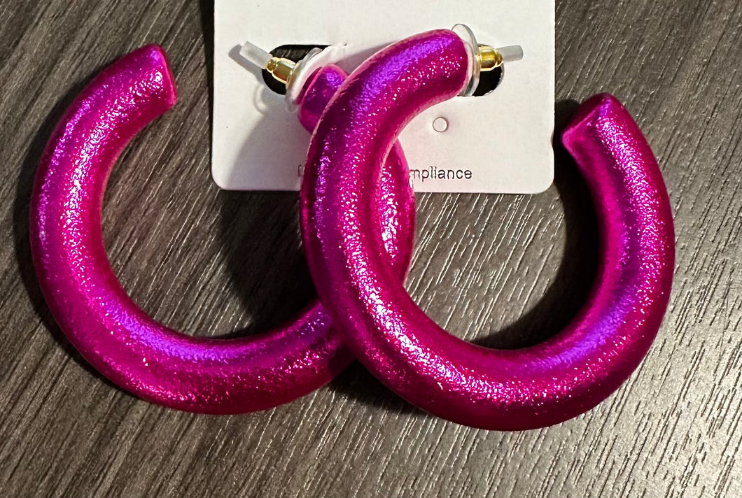 Hot Pink Hoop Earrings