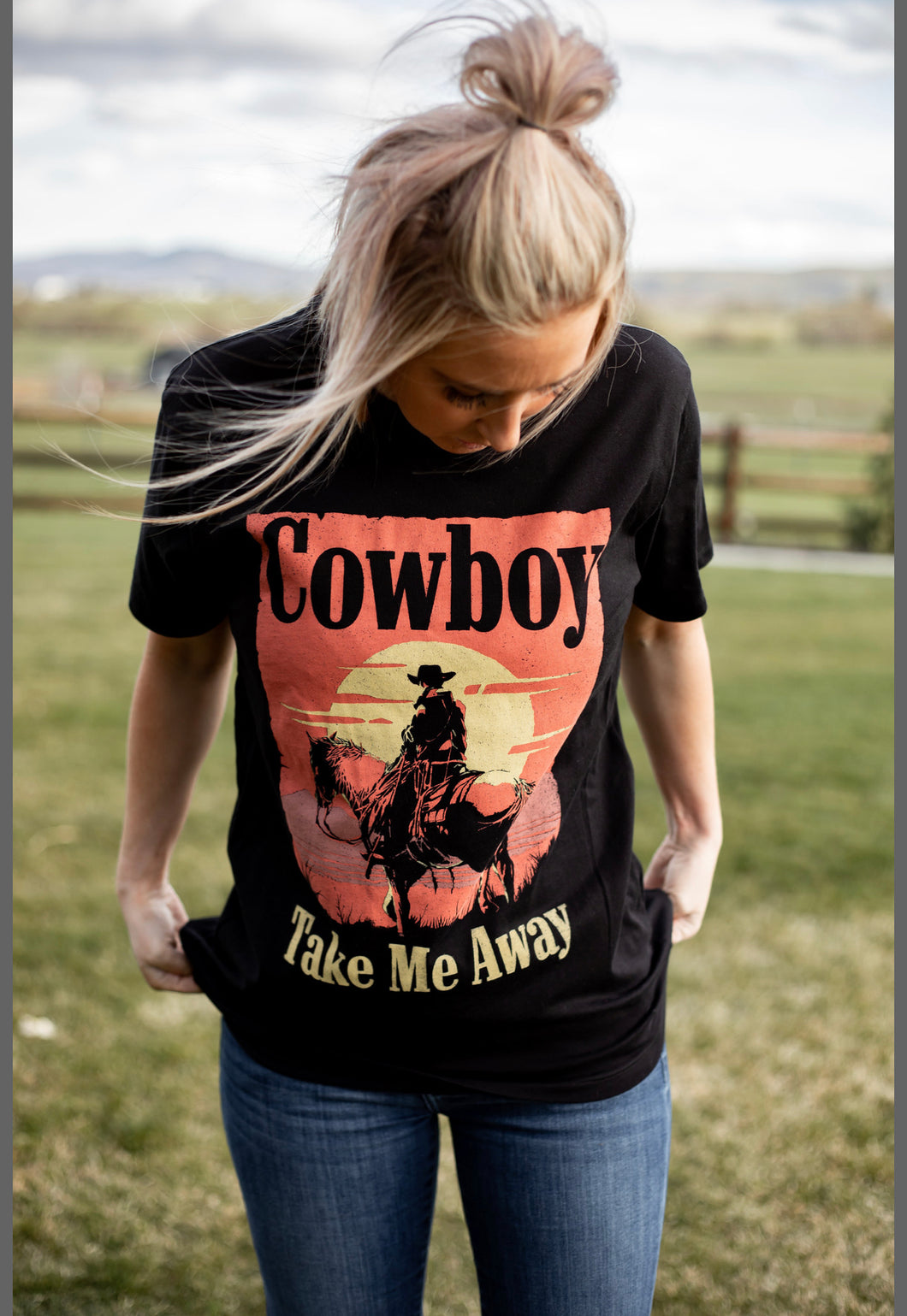 Cowboy Always Ride Away Graphic T-Shirt