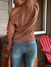 Load image into Gallery viewer, Open Shoulder Taupe  Sweater
